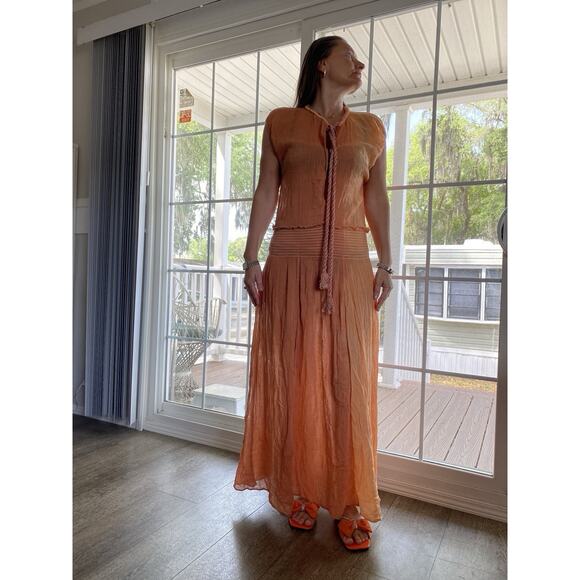 MIGUELINA Peri Cotton Gauze Maxi Coverup Dress In Amber M - Picture 2 of 11